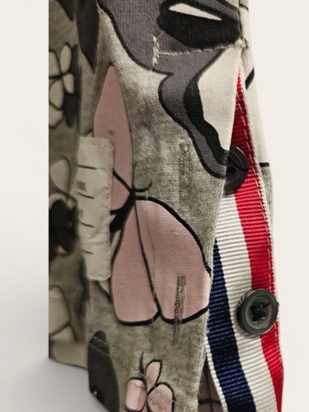 Rare Thom Browne Grey Tee with Pink & Black Butterfly Print - Picture 5 of 10